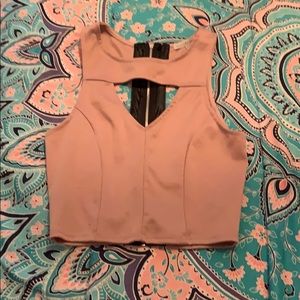 Super cute pink zip back crop top